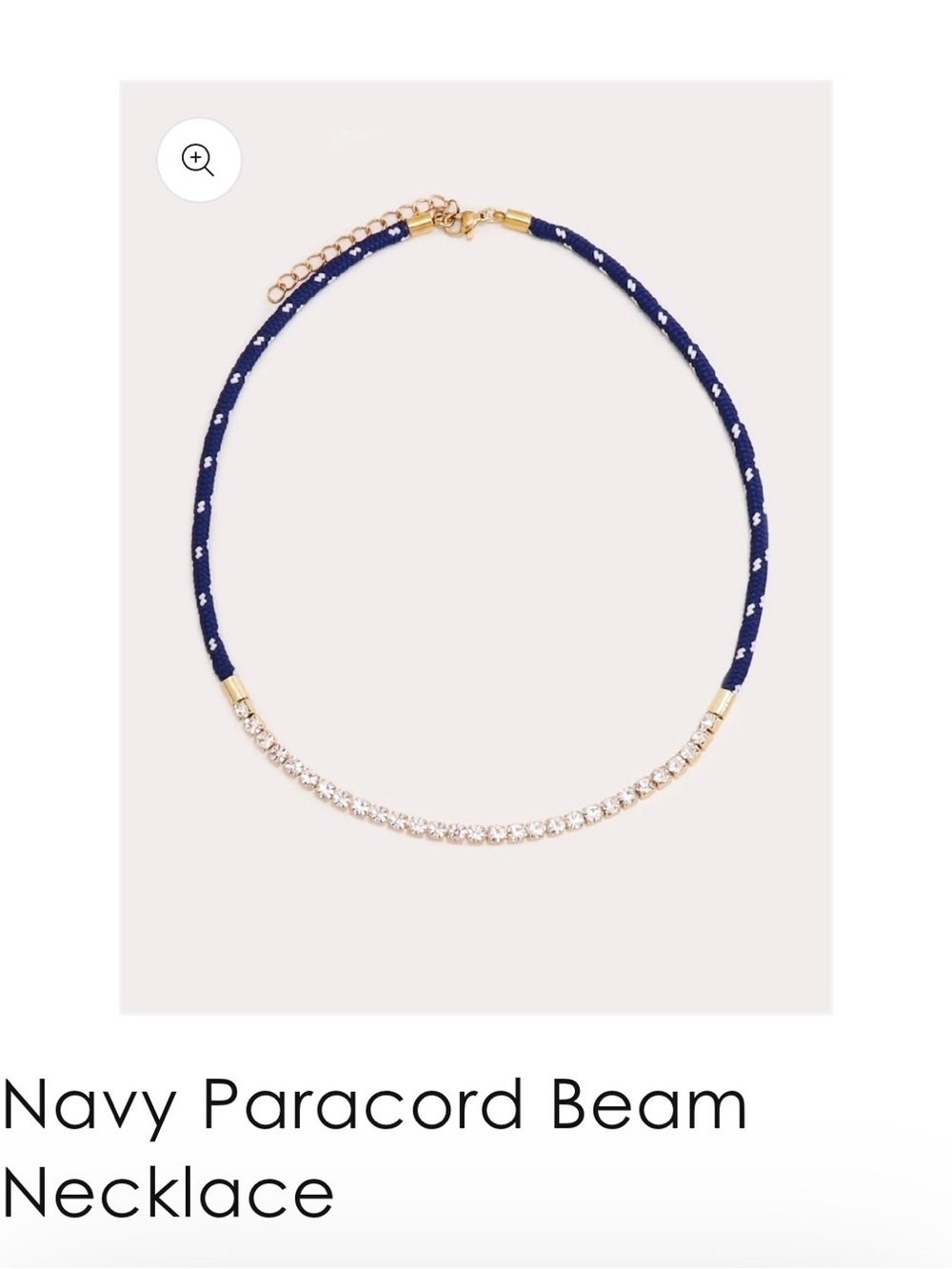 Sold Out - Gold & Crystal Necklace with Navy Paracord